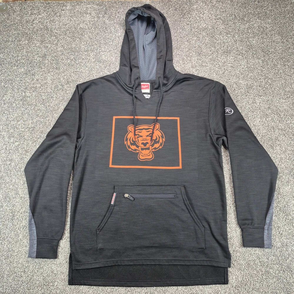 Vintage Chicago Bears Rawlings Hoodie Mens Small Black Sweatshirt Zip Pocket